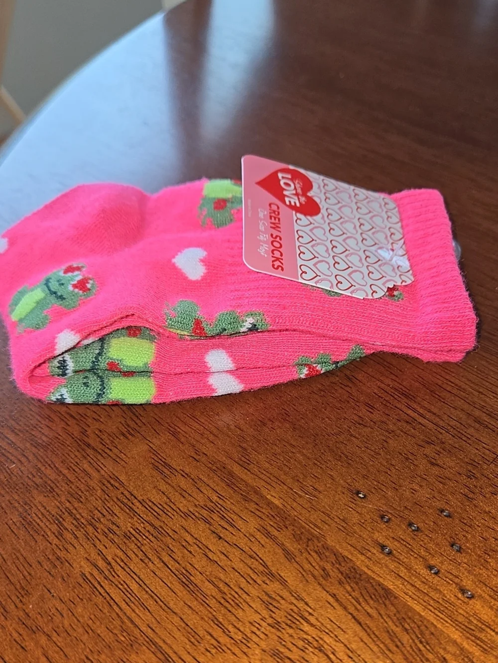 Pink Frog Green Crew Socks New Accessory Womens